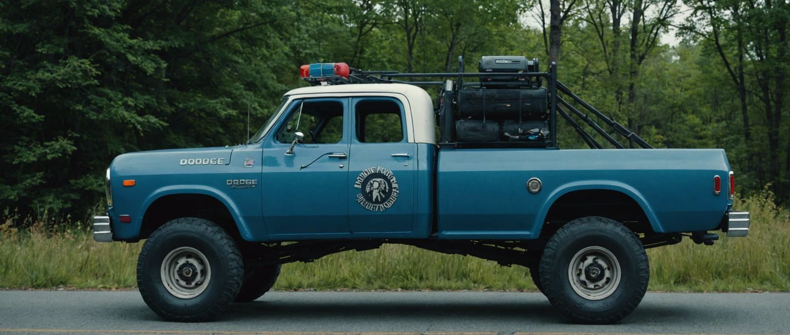 A 1978 blue Dodge Power Wagon