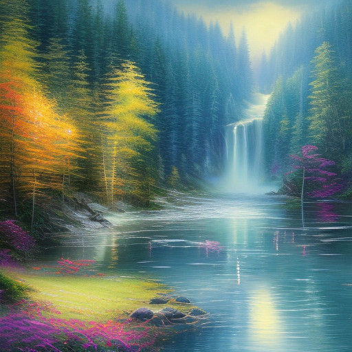 Dreamy White Horse in Enchanted Waterfall Scene