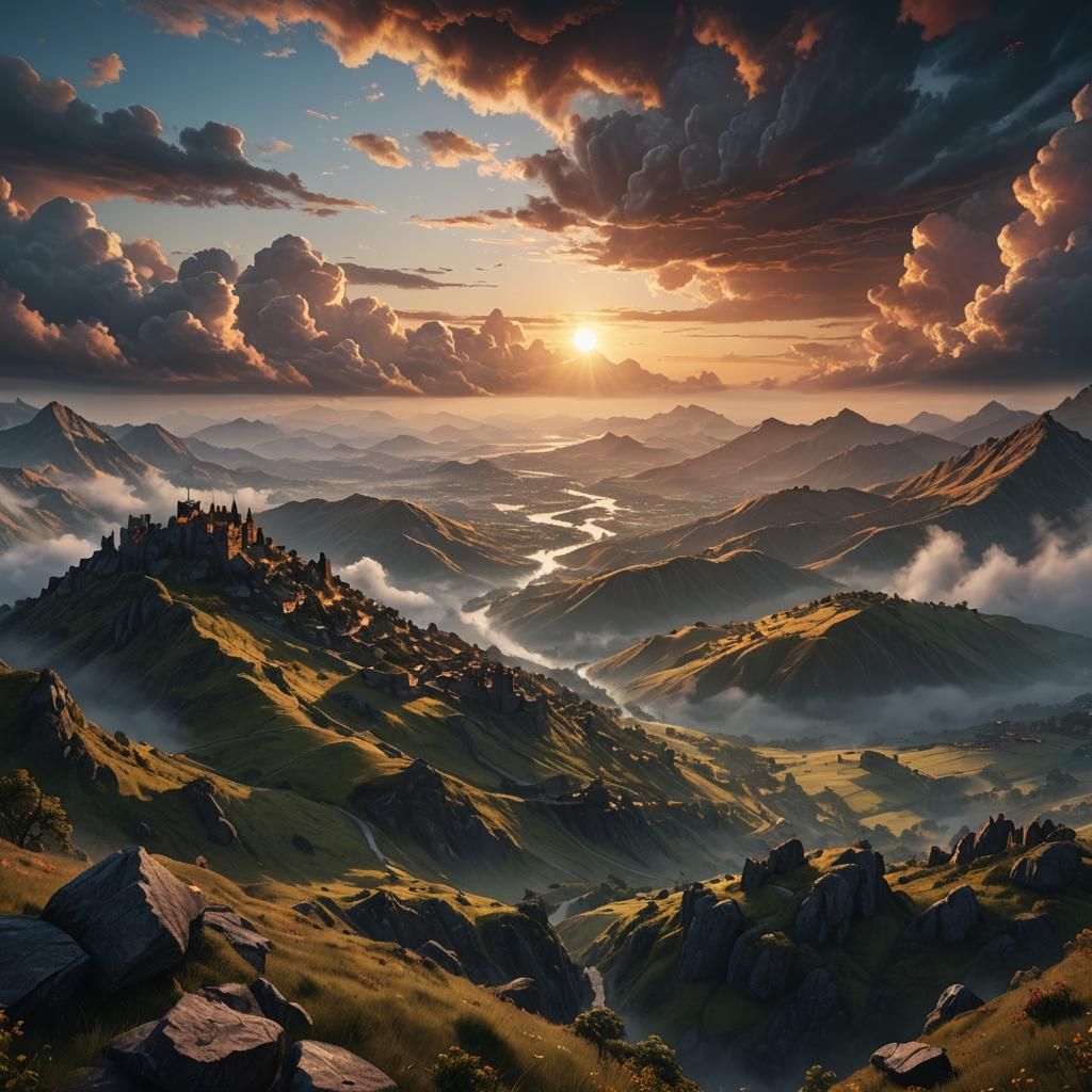 sunrise on hills