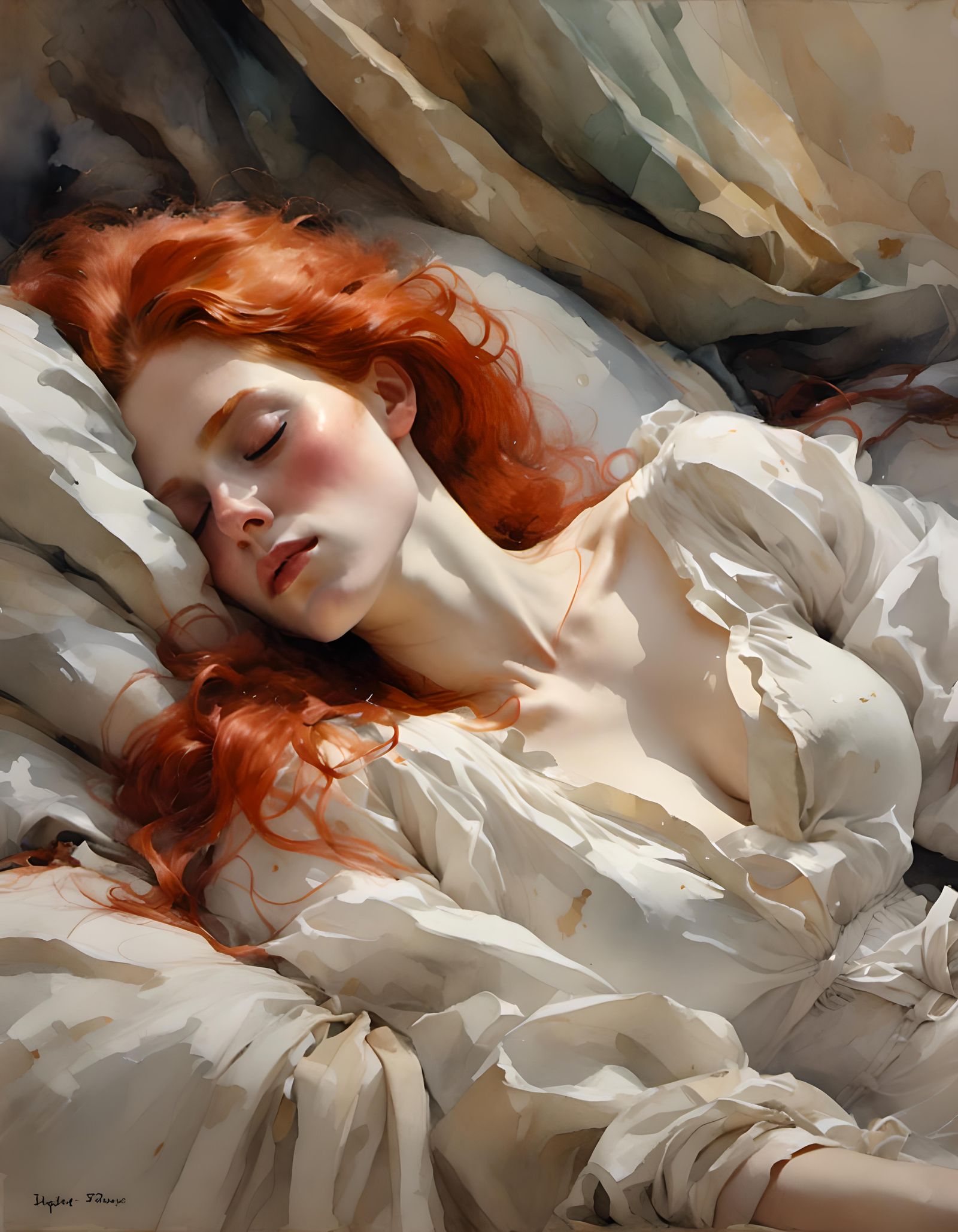 sleeping redhead
