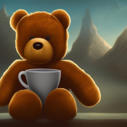 Teddy bear holding a mug of coffee - AI Generated Artwork - NightCafe  Creator