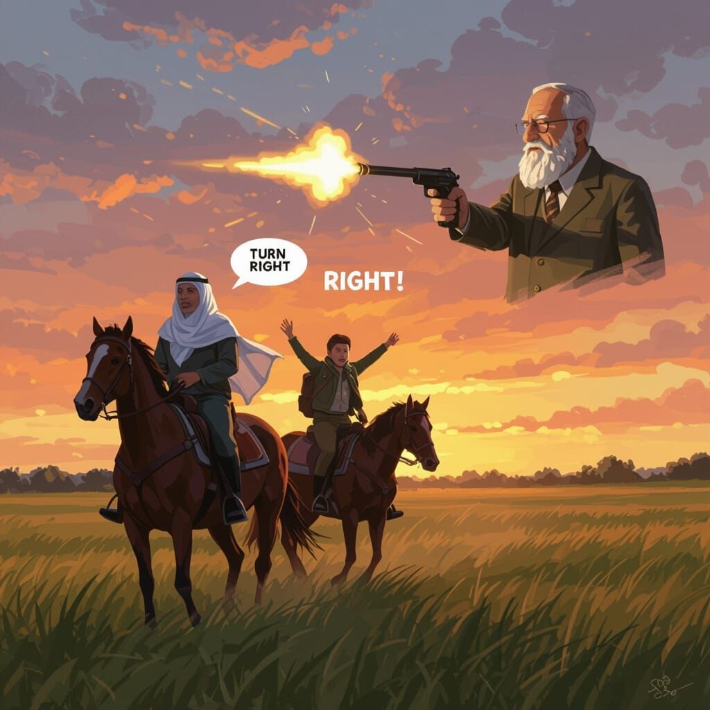 Cinematic Scene: Bibi & Yair Horse Ride with Ben Gurion