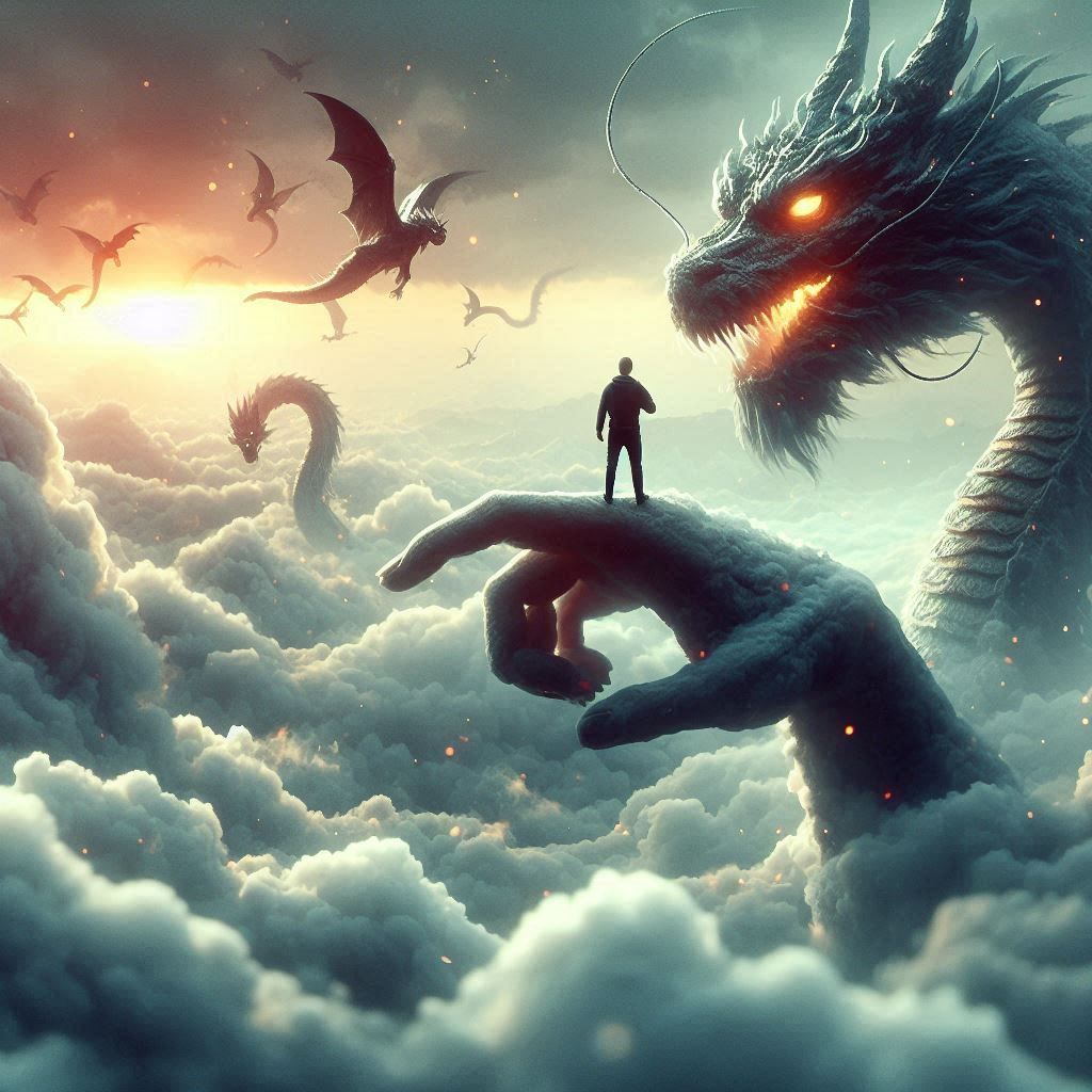 Over there, behind the clouds