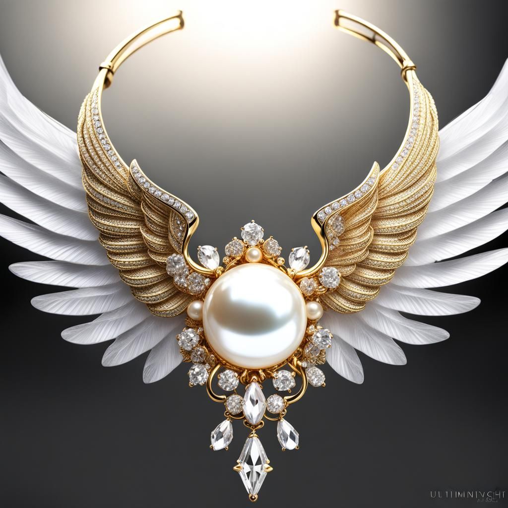 Winged collar style necklace - AI Generated Artwork - NightCafe Creator