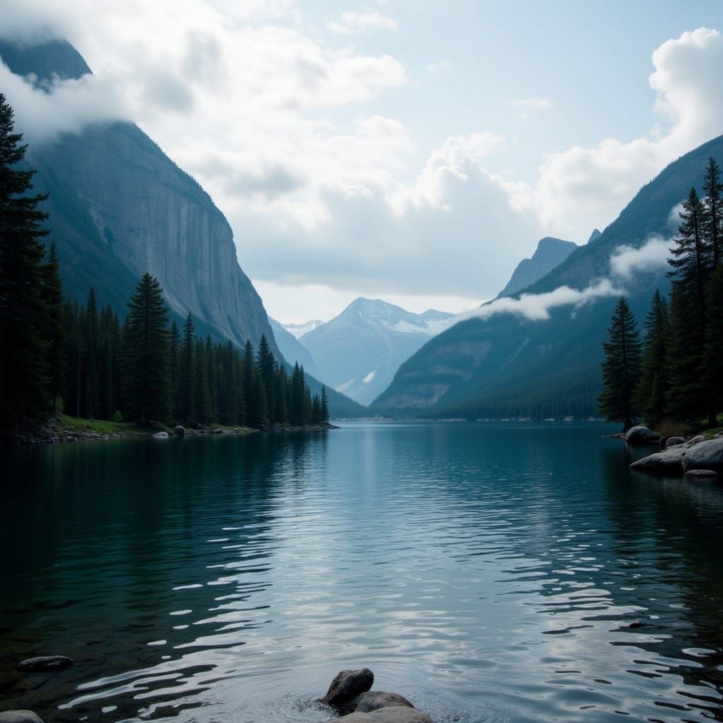 <lora:Reaviless Fx:1.0>, beautiful lake with tall dark mountains in the background, RAW photo, 8k uhd, dslr, soft lighting, high quality, fi...