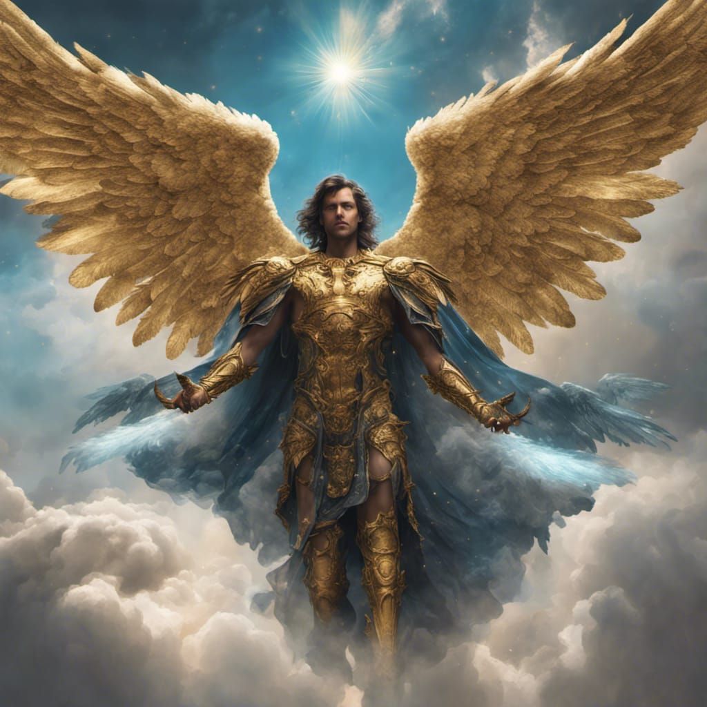 Archangel dressed in gold. - AI Generated Artwork - NightCafe Creator