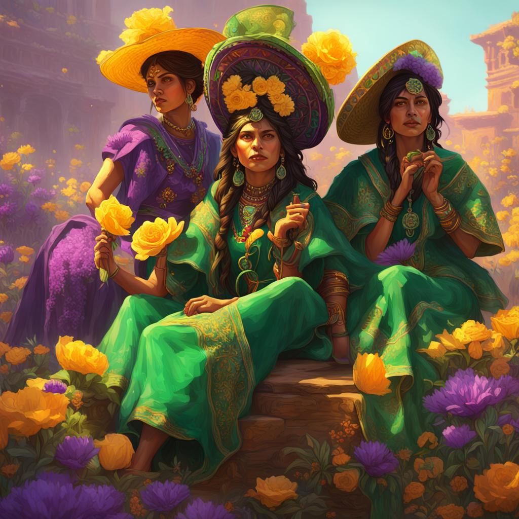 mexican women in green