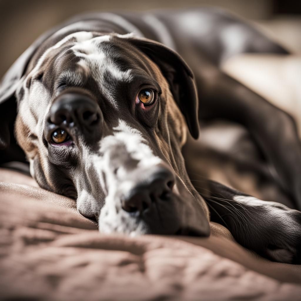 Great Dane laying down