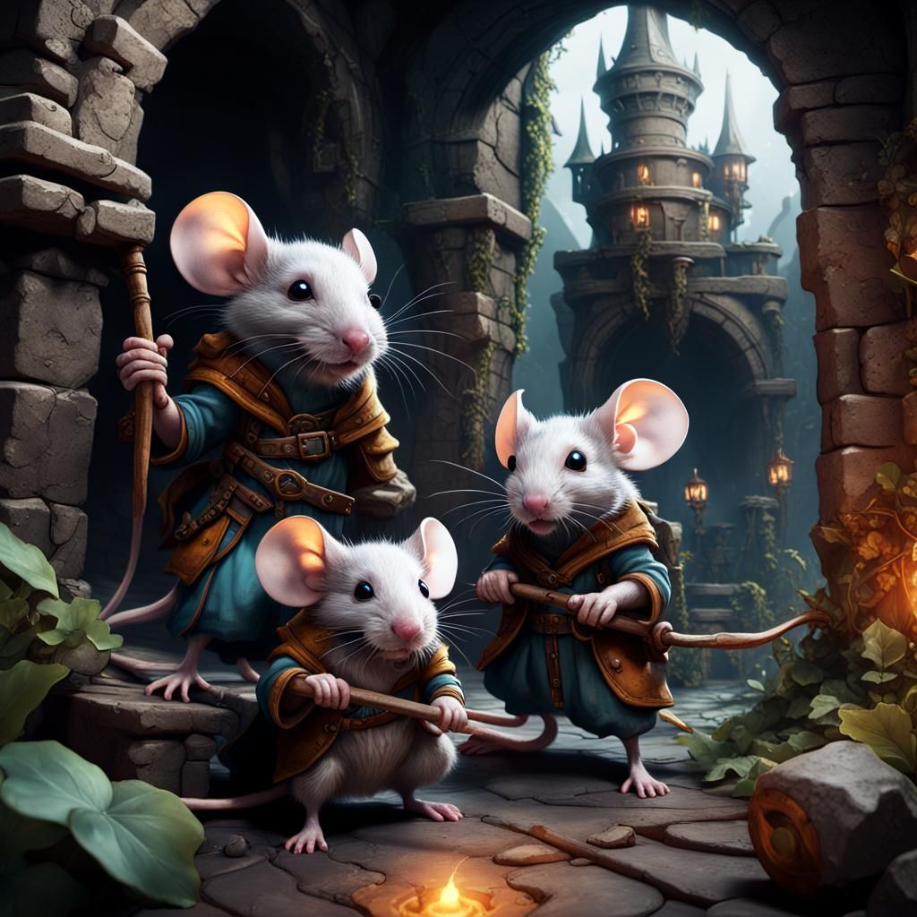 group of mice adventurers exploring a dungeon - AI Generated Artwork ...