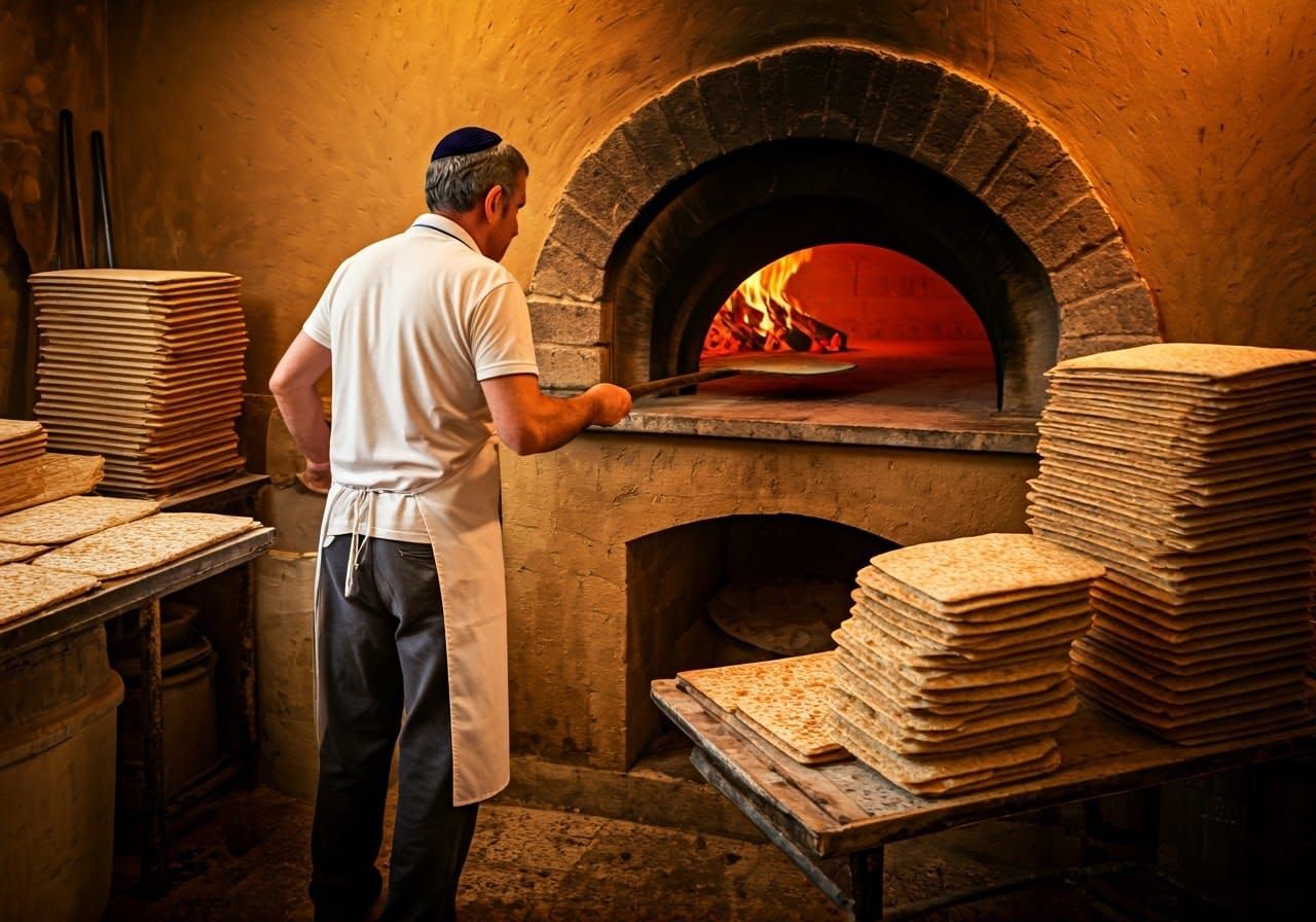 Traditional Matzah Baker in Warm Golden Light