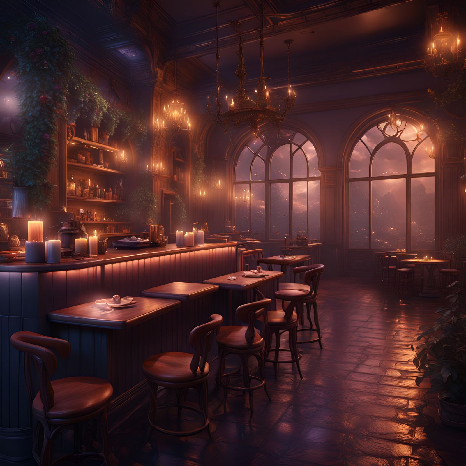 night café with romantic atmosphere - AI Generated Artwork - NightCafe ...