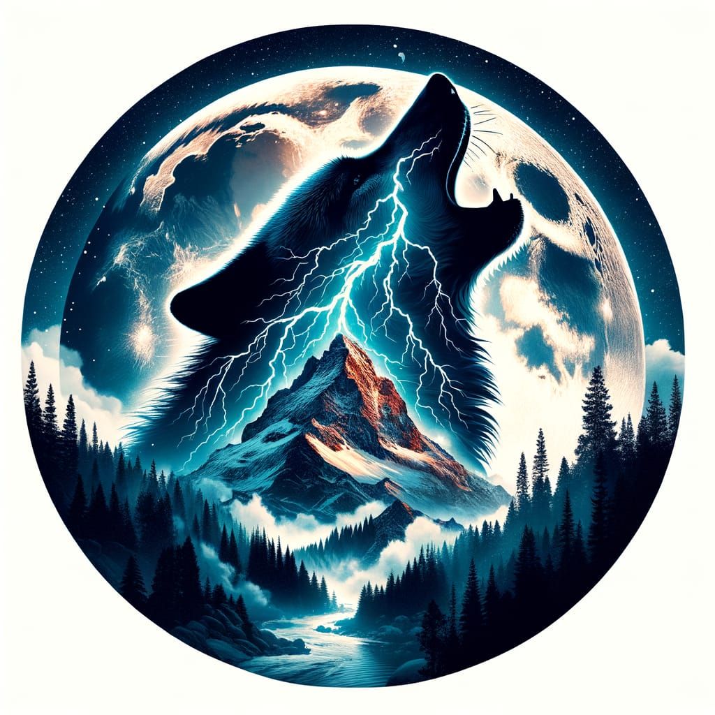 Instinct compels: a wolf howls at the heavy moon