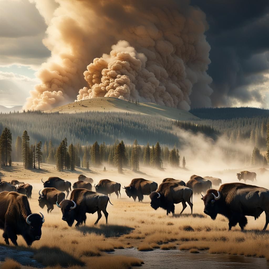 Dust and Smoke over the Yellowstone National Park with 