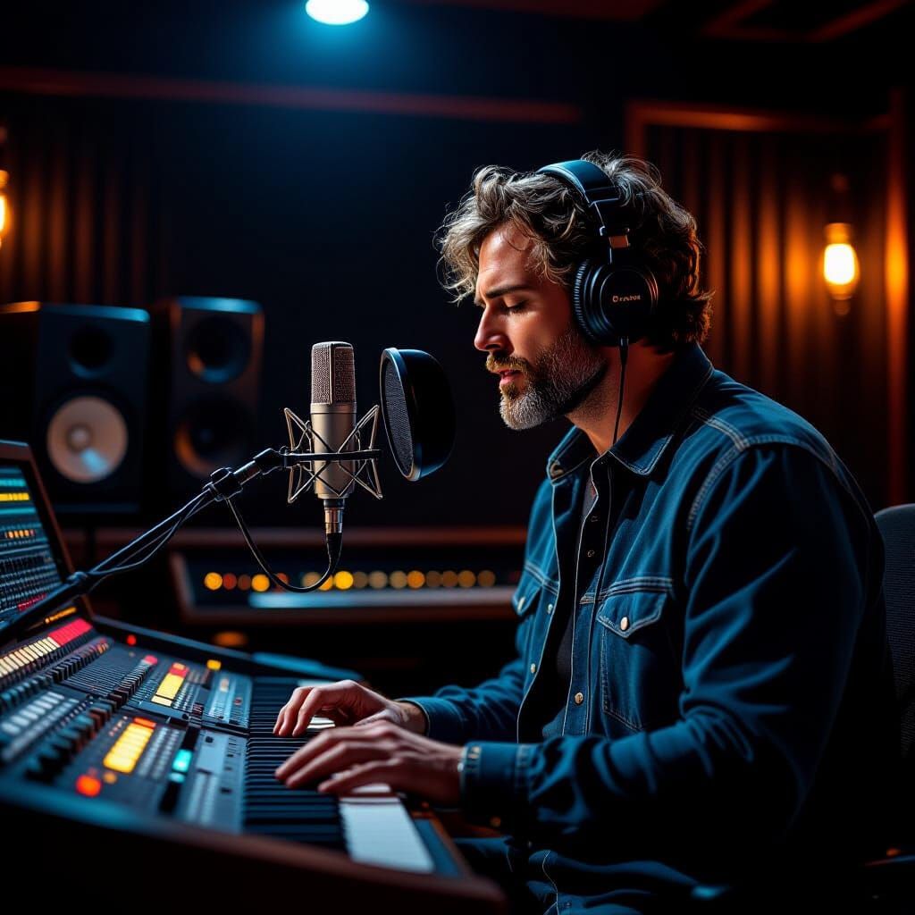 Soulful Singer Recording in Moody Studio