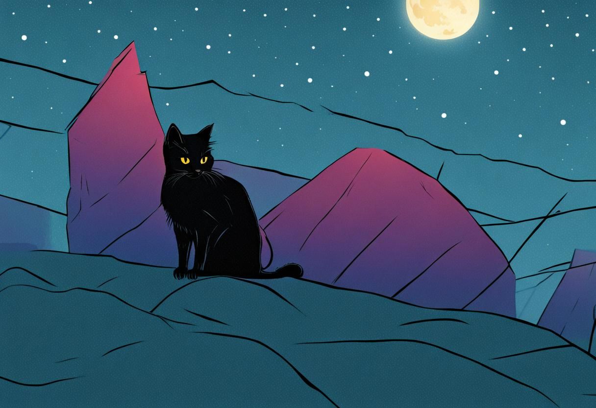 Black cat at night - AI Generated Artwork - NightCafe Creator