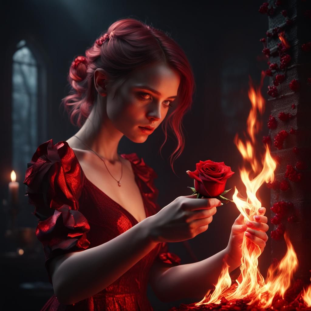 Girl playing with fire - AI Generated Artwork - NightCafe Creator