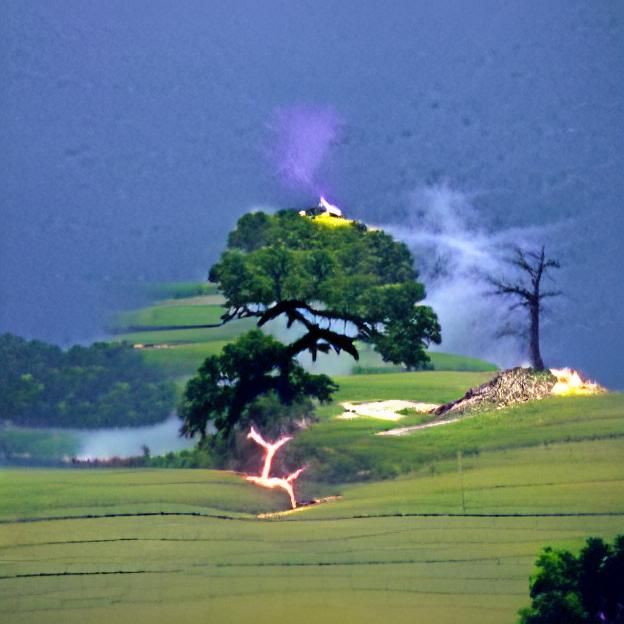 Lightning striking a tree