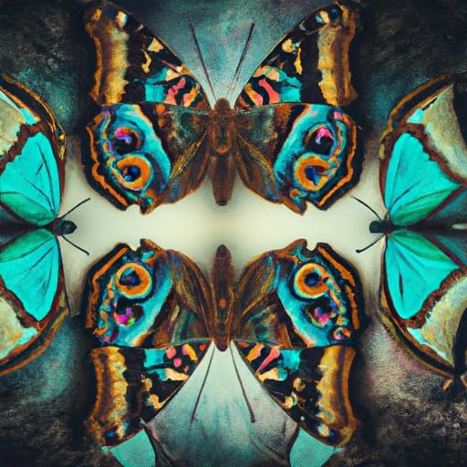 Kaleidoscope Butterflies. AI Generated Artwork NightCafe Creator