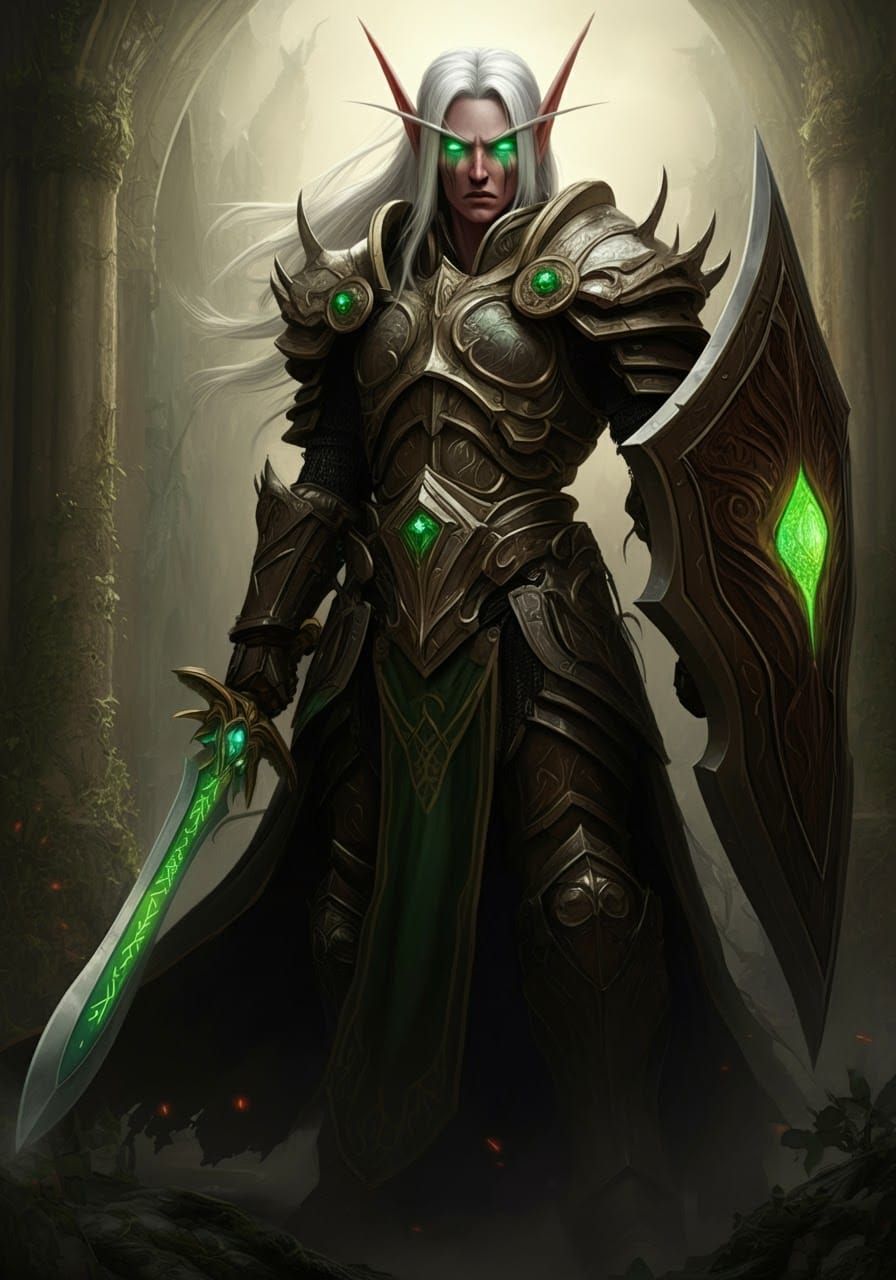 World of Warcraft Male Blood Elf Protection Paladin with shi...