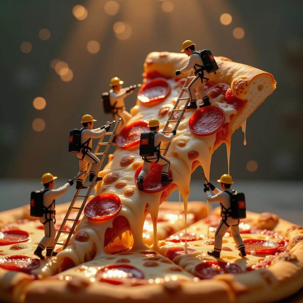 Tiny Technicians Build on Pizza Slice