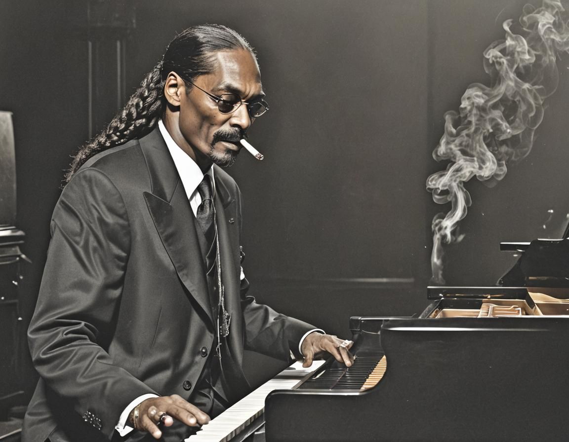 Snoop dog playing a piano