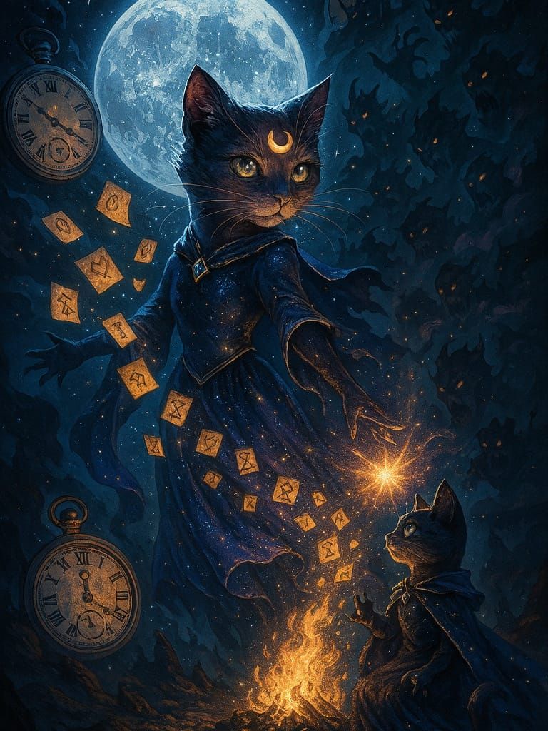 my cat Luna as - moon cat of lost time