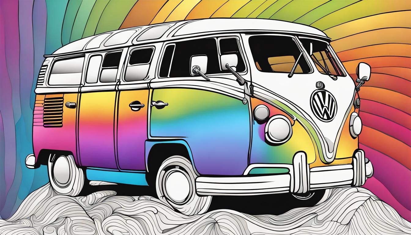 Line Art VW bus in rainbow colors - AI Generated Artwork - NightCafe ...