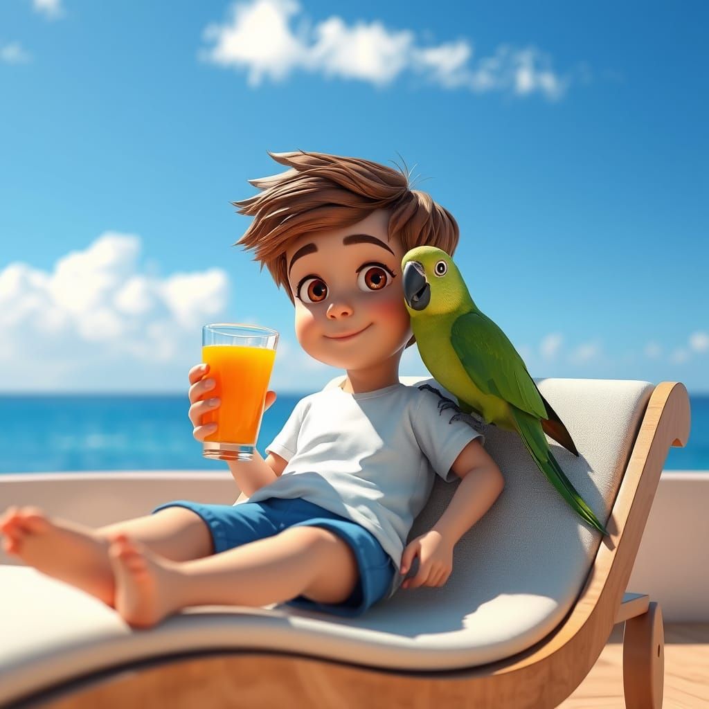 Miniature Boy in Sunny Morning Serenity