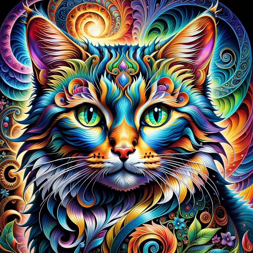 Shiny polychromatic cat - AI Generated Artwork - NightCafe Creator