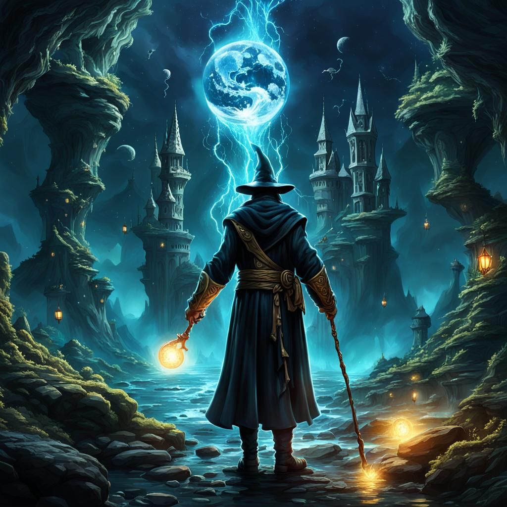 A sorcerer in a fantasy world in the deep future  by @Artysta