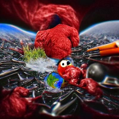 Elmo destroying planet earth hyperrealism 8k resolution