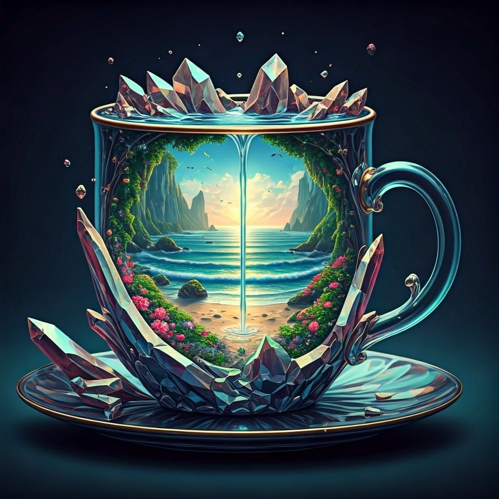 Enchanted Crystal Cup in Iridescent Art Nouveau Style