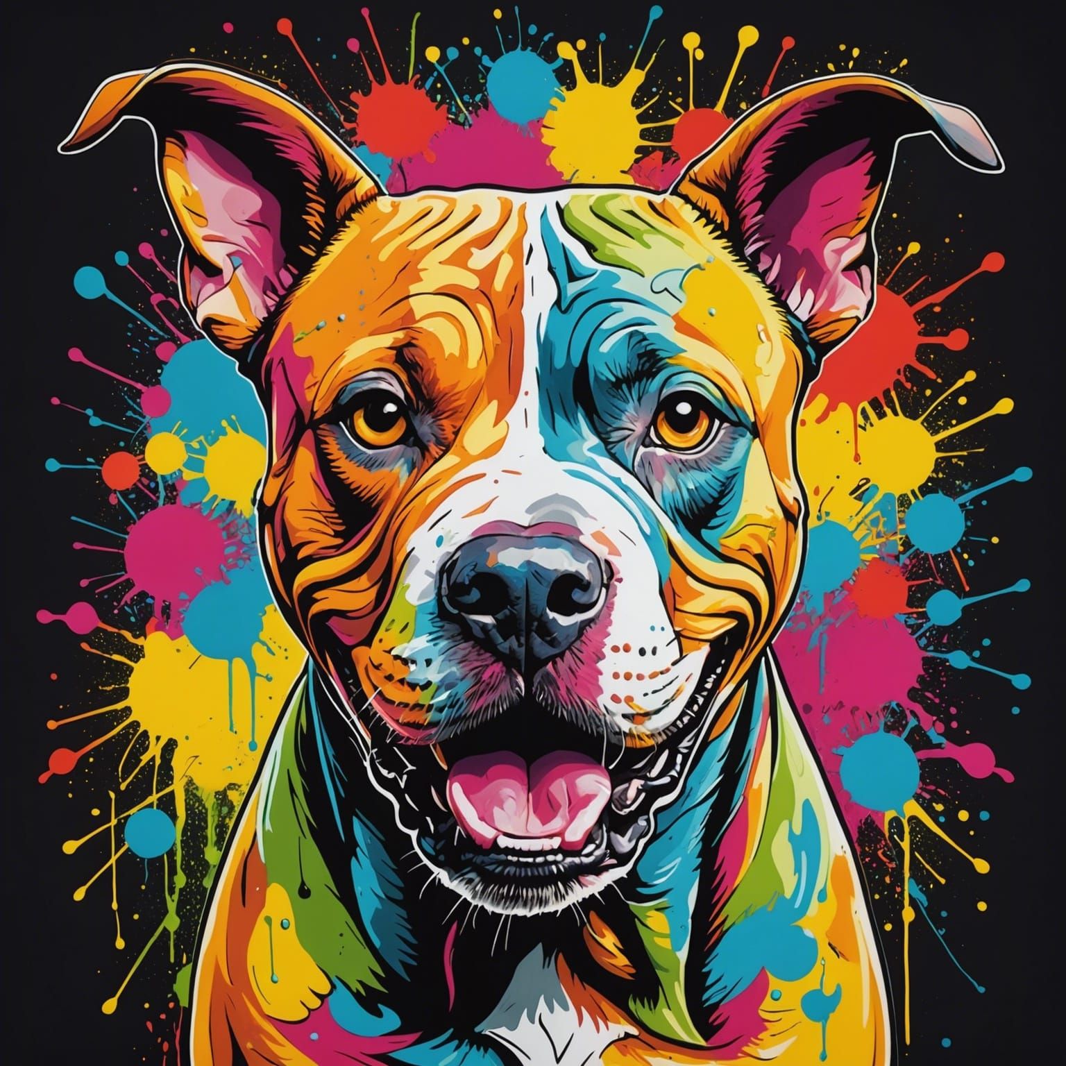 Colorful Pit Bull - AI Generated Artwork - NightCafe Creator