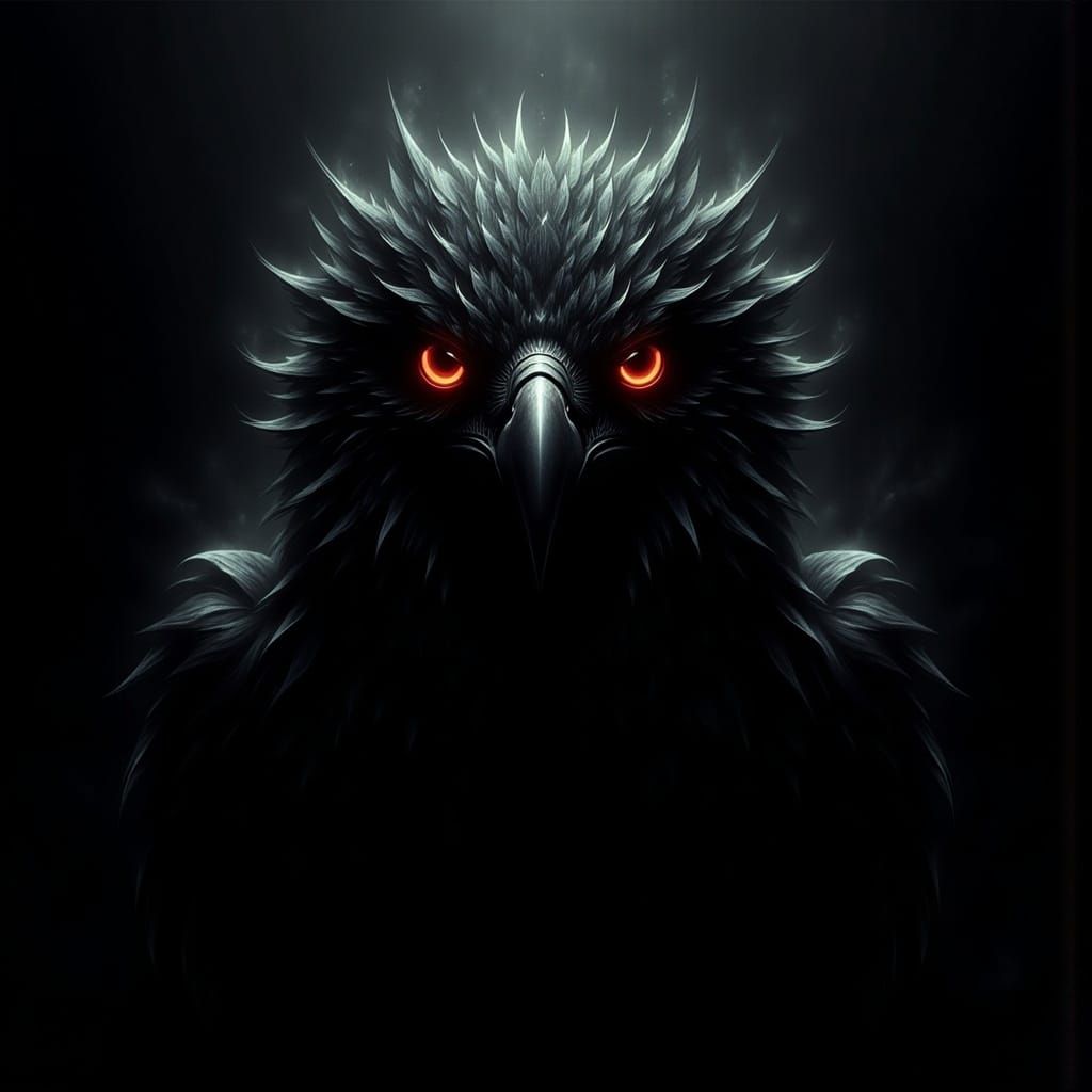 A California Condor, sinister creature, black background, fog, alcohol ink, stunning digital art object, vibrant colors surreal fantasy edge...