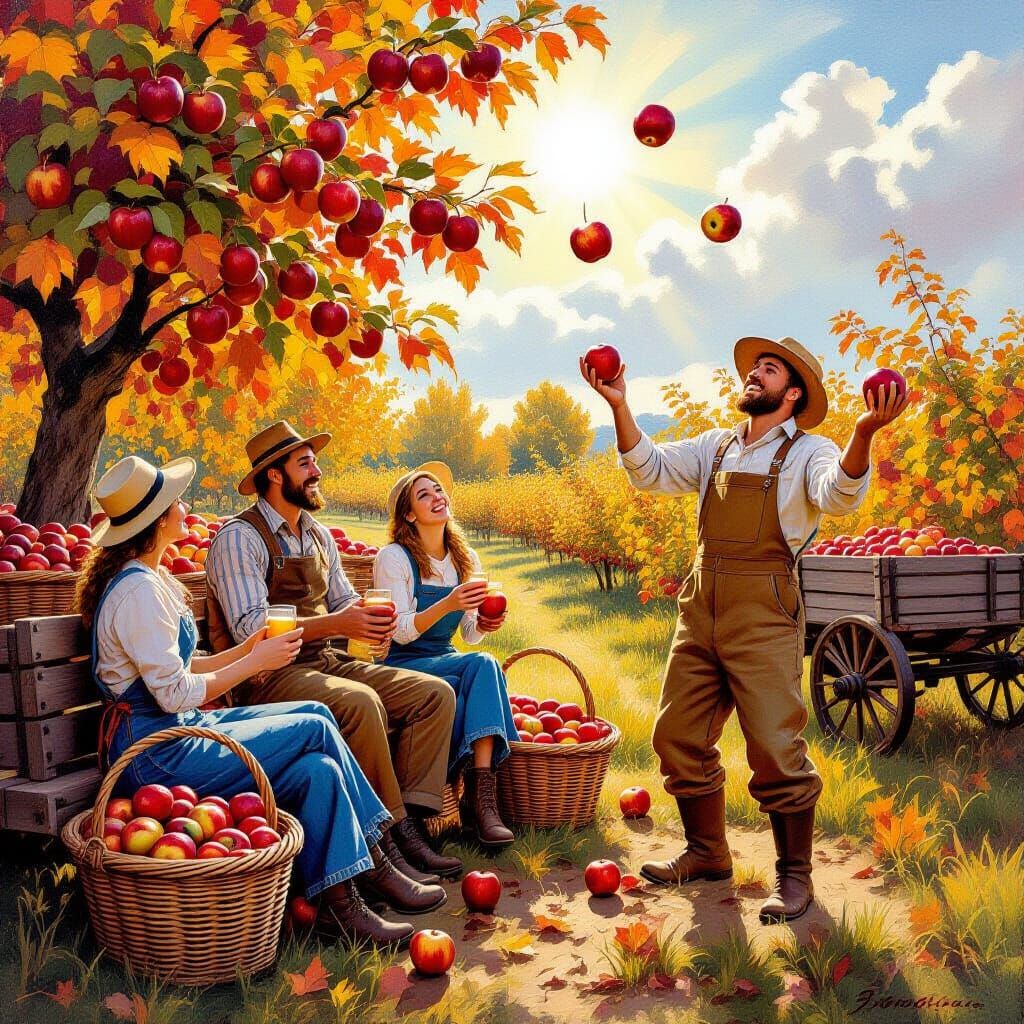 After a day of apple harvesting