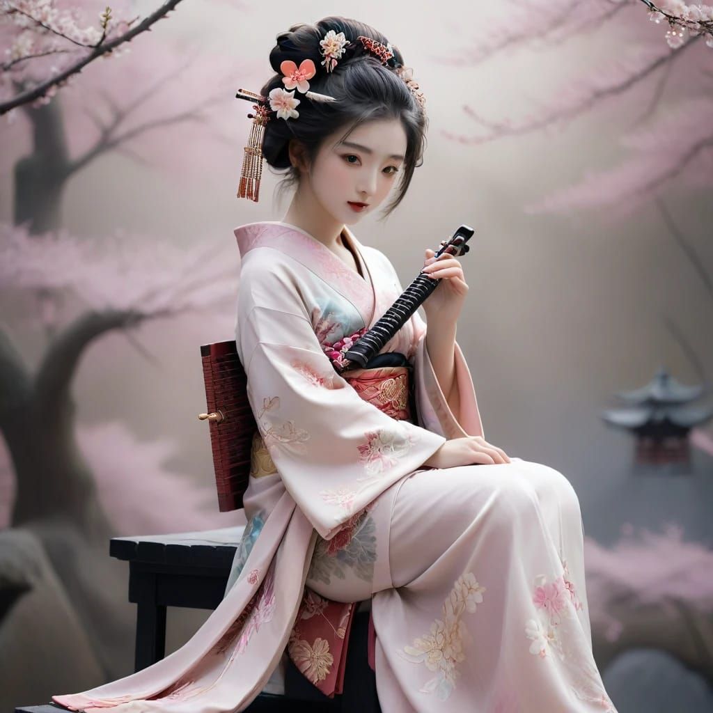 Geisha playing music (Cherry Picker XL LCM)