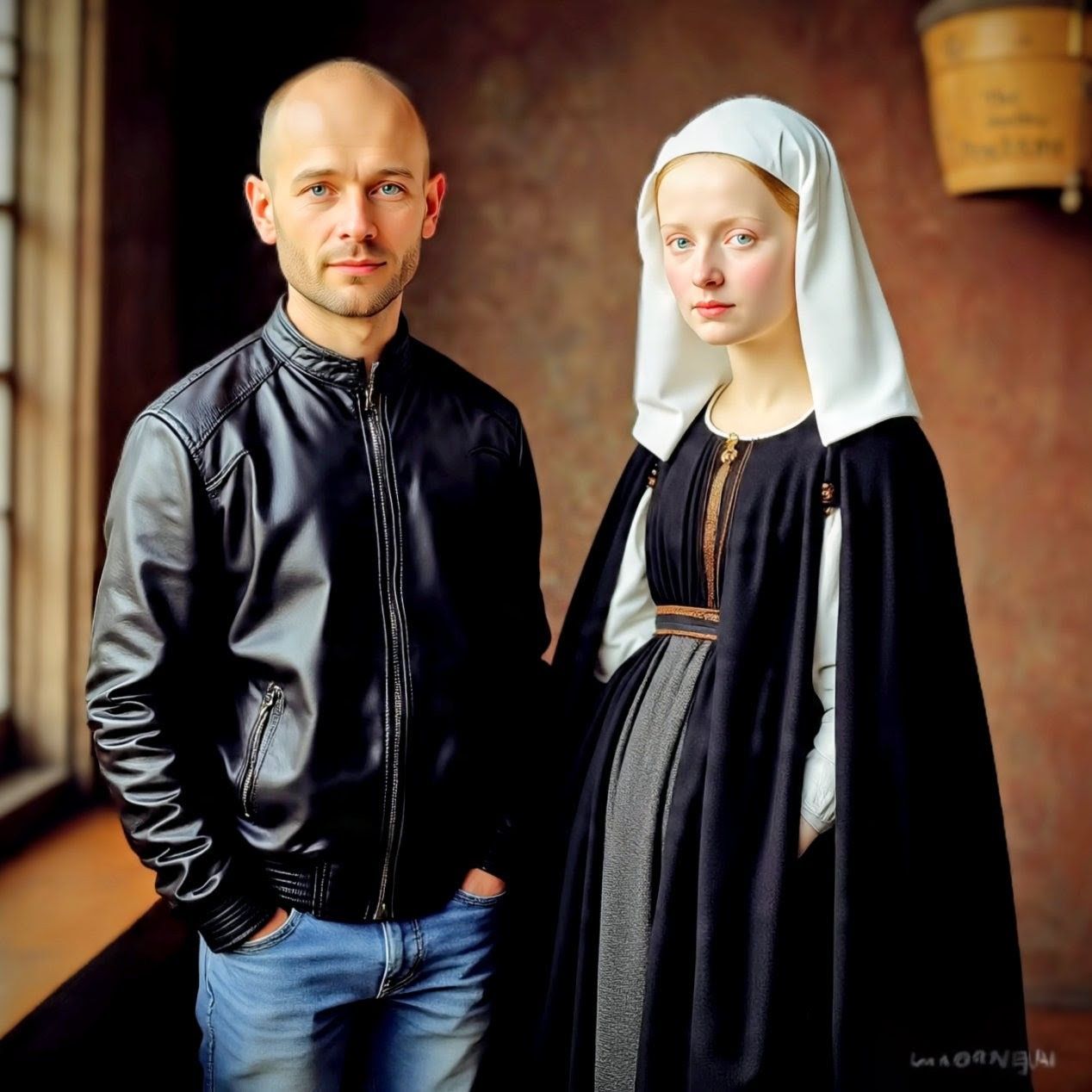 0Jan van Eyck's 'The Arnolfini Portrait' modernised.