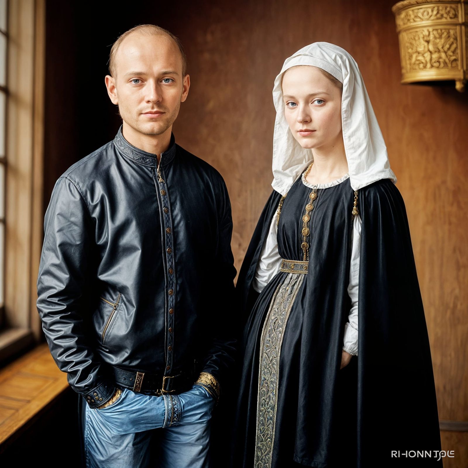 0Jan van Eyck's 'The Arnolfini Portrait' modernised.