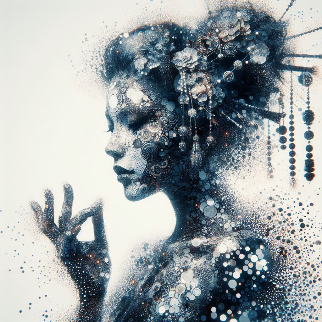 double exposure beautiful fantasy DALL-E 3 portrait landscape..