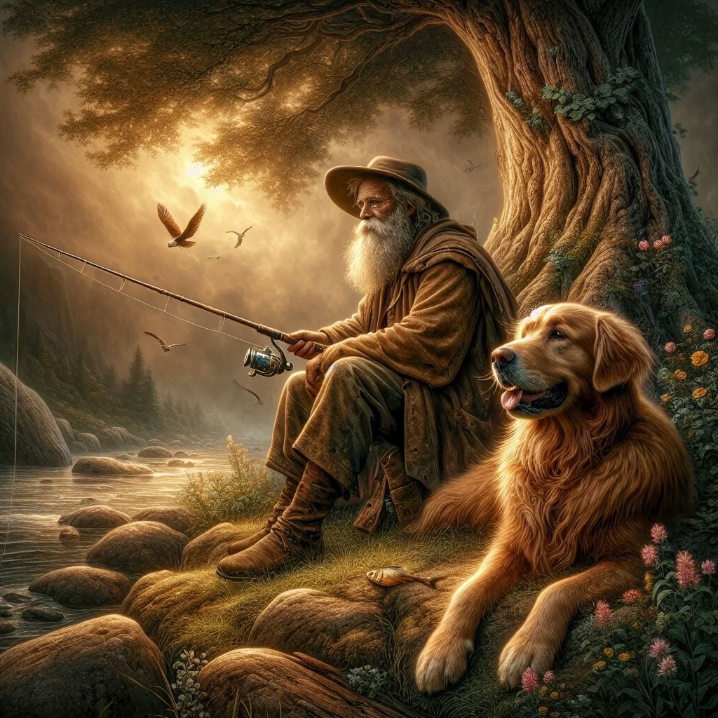 The Old Fisherman with His Dog 👍🐶🐶
