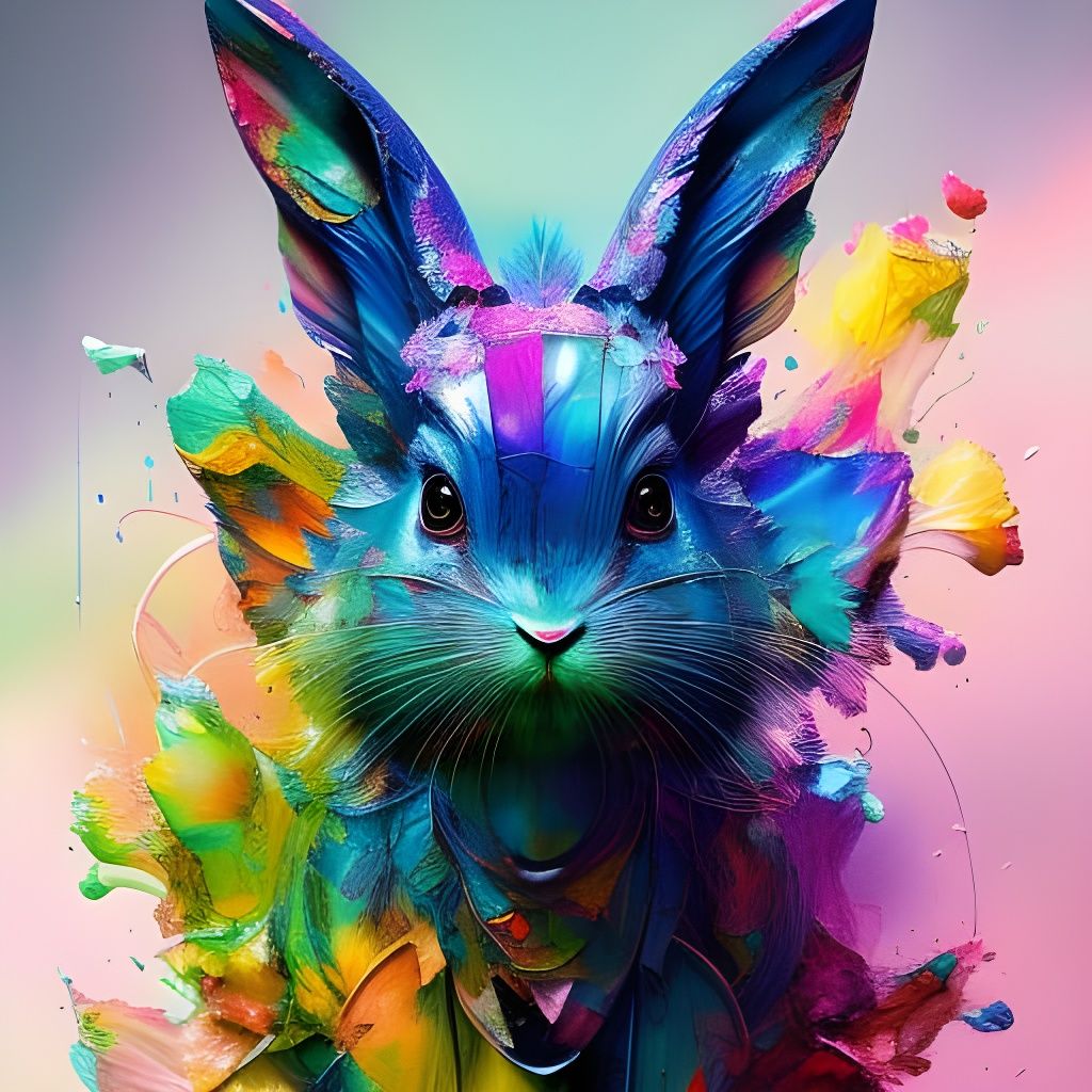 Rainbow Rabbit - AI Generated Artwork - NightCafe Creator