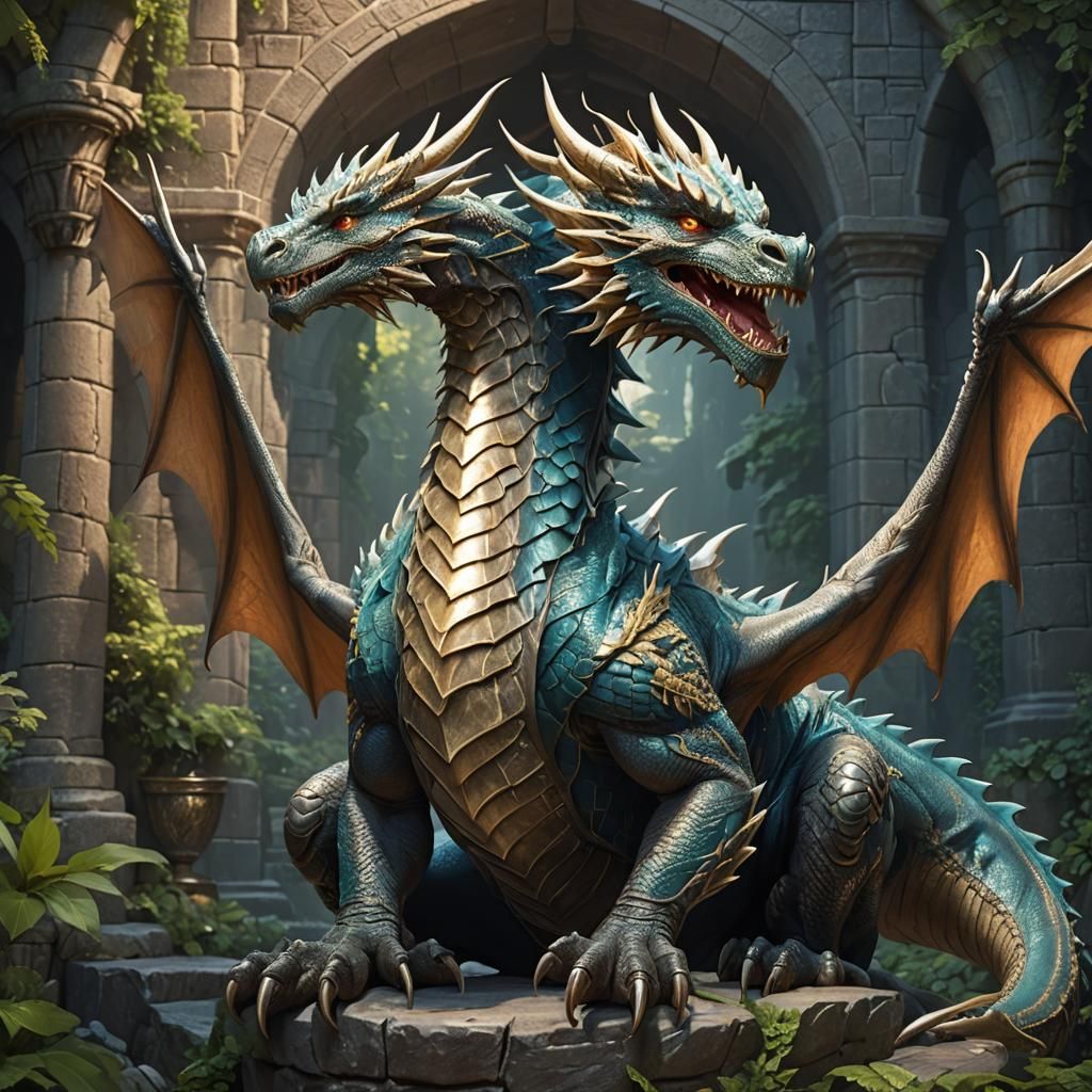 Twin head dragon, guarding it's lair!!