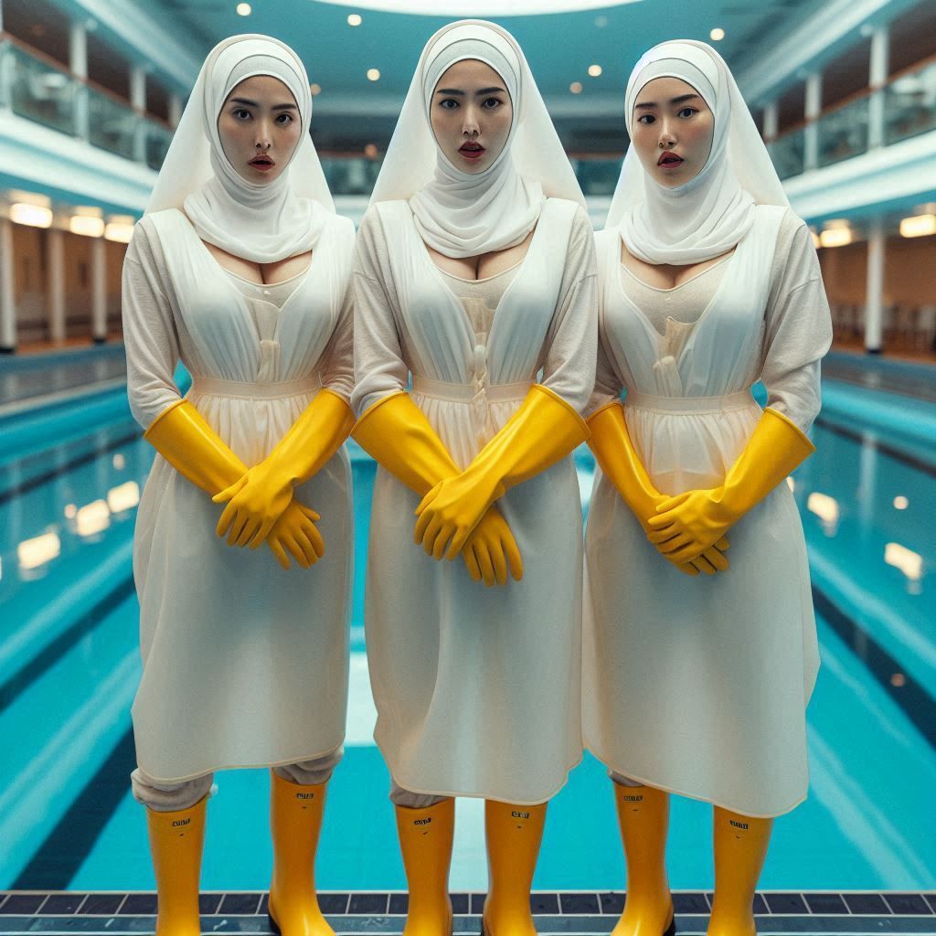 Three 25 year old filipino women with overwhelmed facial exp...