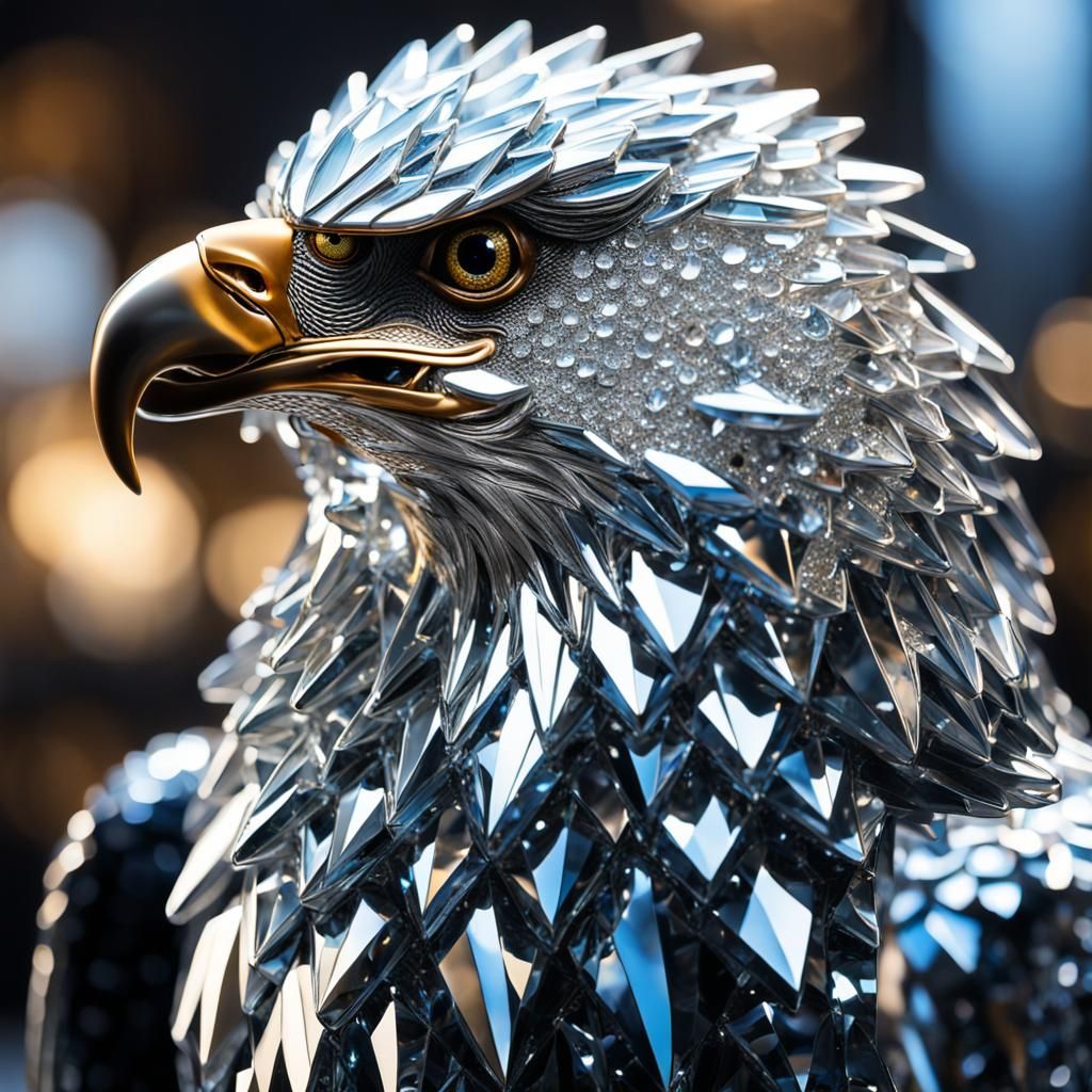 Majestic crystal eagle sculpture