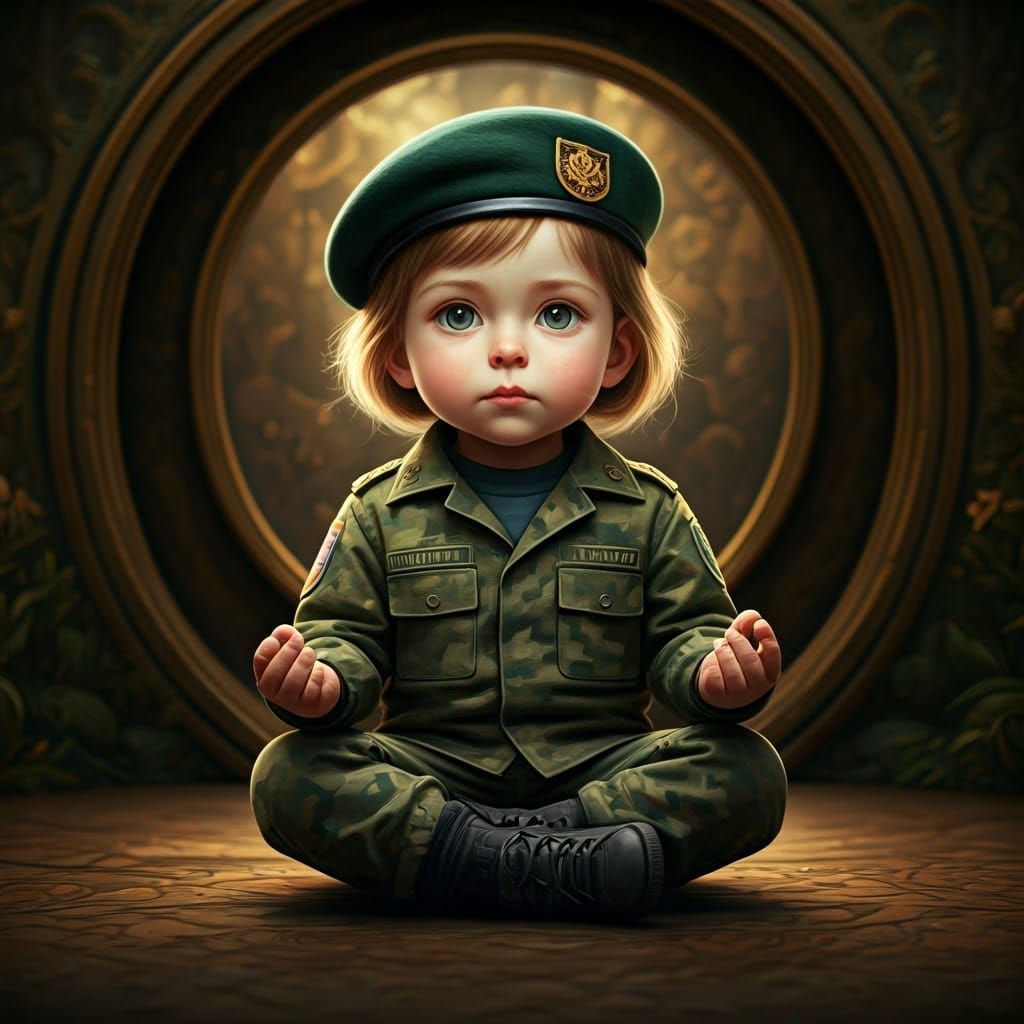 Serene Warrior Maiden in Whimsical Fantasy Realm