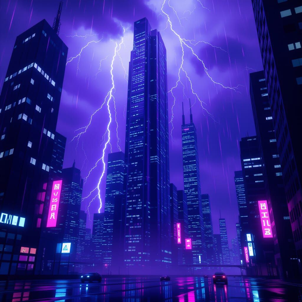 A night rain in the Night City