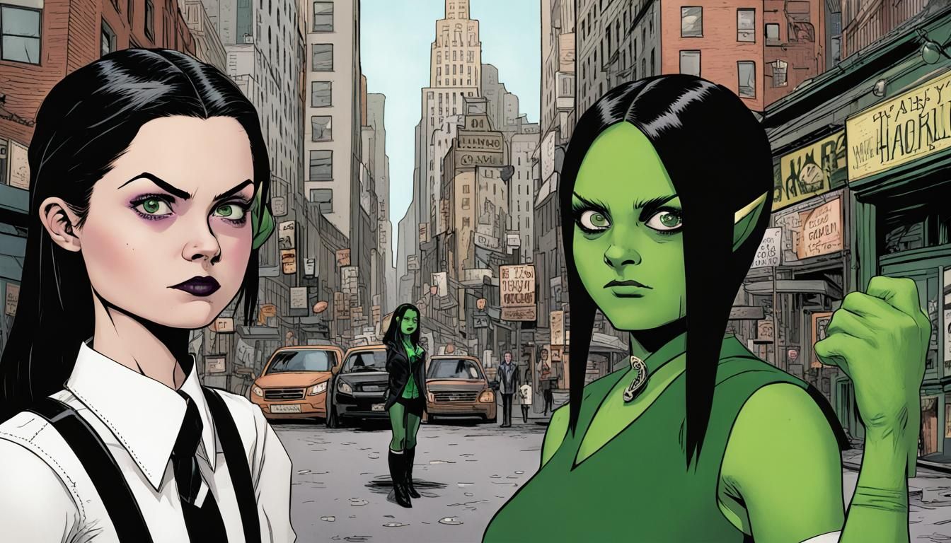 teen She-Hulk and Wednesday Addams save the city from Loki, ...