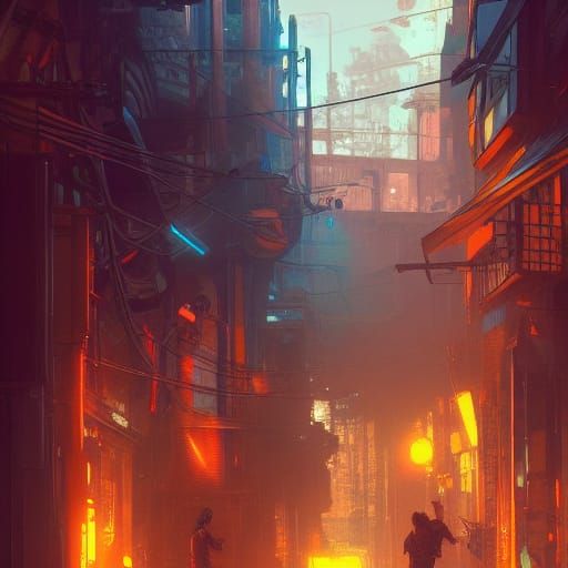 dingy back alley - AI Generated Artwork - NightCafe Creator