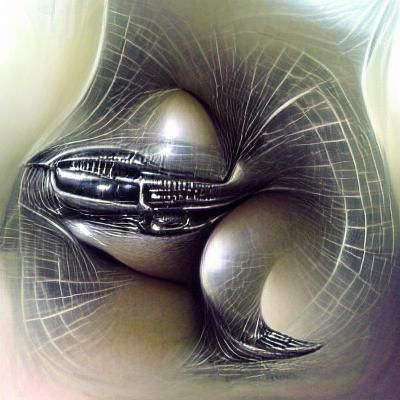 A subspace graviton ellipse h.r. giger style
