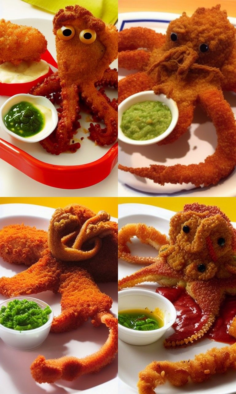 Breaded Octopus with Pulled Pork AI Generated Artwork NightCafe Creator